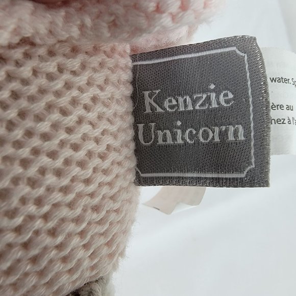 Living Textiles Kenzie Unicorn Plush Rattle 16” Knit Pink White Stuffed Toy - Picture 8 of 10